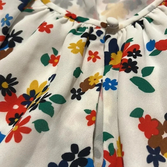 Kate Spade White Chiffon Sailing Floral Print Ruffle Blouse Shirt Top Size XS - Picture 11 of 15